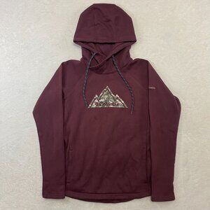 Columbia Turtle Cowl Neck Drawstring Hoodie Sweatshirt Camo Mountain Maroon